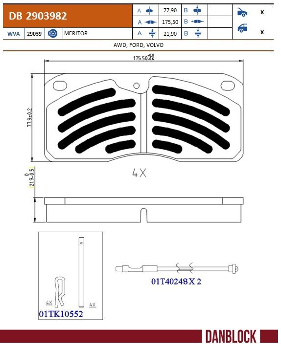 Set placute frana,frana disc DB 2903982 DANBLOCK